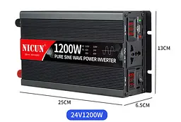 Інвертор Чистий синус 1200W, 12В в 220В, Перетворювач напруги, підходить для газових котлів, холодильників та будь-яких інших домашніх електроприладів. - мініатюра 2