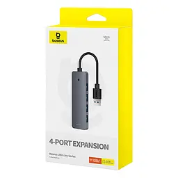 USB-хаб Baseus UltraJoy Series 4-Port HUB Lite 50cm Space Сірий (USBA to USB3.0x4+Type-C5V) - мініатюра 2