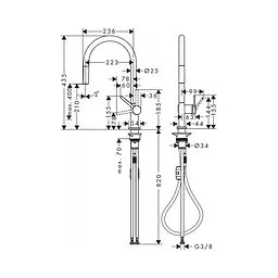 Змішувач Hansgrohe Talis 210 1jet кухонний з витяжним виливом Matt Black 72802670 Чорний матовий - мініатюра 2