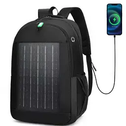 Рюкзак туристичний NoName SolarBag-50, з сонячною батареєю та USB-портом 50×30×16 см, чорний
