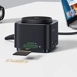 БЗП+HUB Baseus MagPro Series II 7-in-1 (USB-C to HDMI 4K 60Hz+2USB-А+2C+1SD/TF) (B000729001) Cosmic Black - мініатюра 4