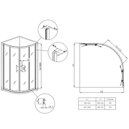 Душова кабіна без піддону Koer Sr SC04-90x90x195-TR-12 прозоре скло Easy Clean 5мм Матове золото KR5681, Золотий, прозорий, золотий - мініатюра 4