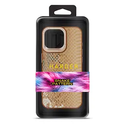 Кожаный чехол для Apple iPhone 15 Pro Max, Harder Snake Pattern, бежевый, термополиуретан ТПУ + экокожа с текстурой змеиной кожи, панель, защита корпуса, противоударный, микрофибра, рамка вокруг камеры, защита всего корпуса, (ARM76800) - мініатюра 3