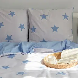Постільна білизна ТЕП Soft Dreams Morning Star Blue 70x70 двоспальна бязь біла - мініатюра 5