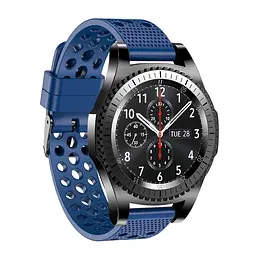 Силіконовий double перфорований ремінець Watchbands для Samsung Galaxy Watch 3 45mm синій ширина кріплення 22мм (WB009BUBLEPERFBLUE345) - мініатюра 2