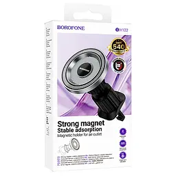 Автотримач Borofone BH122 Profit ring magnetic air outlet Black / Metal gray - мініатюра 2