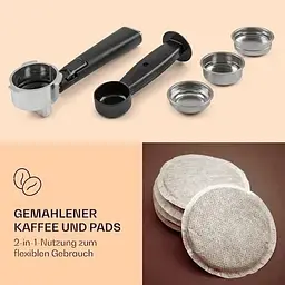 Кавоварка Klarstein Gusto Classico 20 бар 1,5 л 1350 Вт (10035565) - мініатюра 3