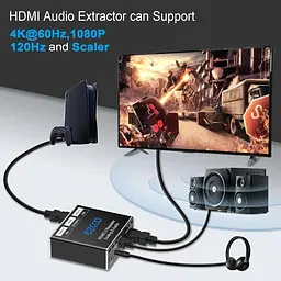 Розгалужувач EZCOO HDMI 1x1, аудіоекстрактор 4K 60H, повторювач HDMI 2.0 - мініатюра 7