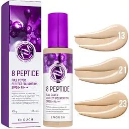 Тональний крем Enough 8 Peptide Full Cover Perfect Foundation SPF50+ PA+++ відтінок 23, 100 мл - мініатюра 2
