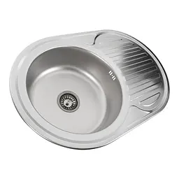 Кухонна мийка Platinum 7750 з нержавіючої сталі 0.8 мм овальна 77x50 см сатин (SP000000500) - мініатюра 2