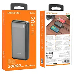Універсальна мобільна батарея Borofone BJ19A 20000mAh PD20W+QC3.0 (Чорний) - мініатюра 4