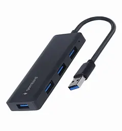 Хаб USB Gembird UHB-U3P4-03, чорний, USB 3.1 - 4xUSB 3.1, кабель 12 см