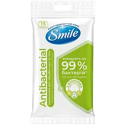 Серветка волога SMILE 42504731 Antibacterial Лайм-м’ята з вітамінами 15 шт. (4820048481953A)