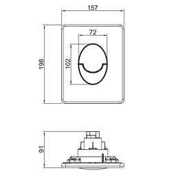 Панель змиву пластикова Koer KT-0606-07 157x198x3mm, кнопка закруглена графіт KR5712, Графит - мініатюра 3
