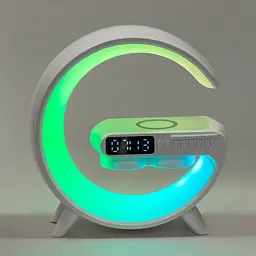 Портативна колонка Smart X BT/TF/Wireless Charger/USB/FM/AUX/Clock UR126 c RGB-підсвічуванням 15 Вт, біла - мініатюра 5