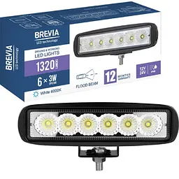 LED фара Brevia Sport 10-30V 18W 1320 Lm Дальний світло Алюмінієвий корпус (10611SX1) - мініатюра 4