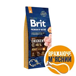 Сухий корм Brit Premium Dog Adult M для дорослих собак середніх порід, з куркою, 15 кг - мініатюра 2