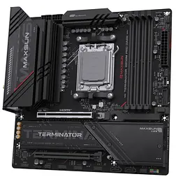 Материнська плата Maxsun Terminator B850M PRO DARK WIFI (MS-Terminator B850M PRO DARK WIFI) (Socket AM5, AMD B850, Micro-ATX) - мініатюра 2