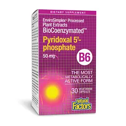 Вітамін B6 50 мг Natural Factors (BioCoenzymated Pyridoxal 5'-phosphate) - 30 веганських капсул