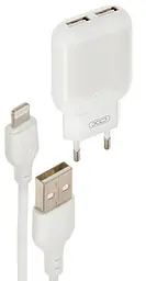 Зарядний пристрій XO L78 2.4A/2USB + Type-C Cable White