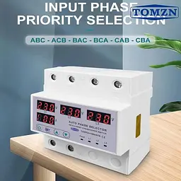 Перемикач фаз трифазний TOMZN TOVPD3-100VAYA 100A Цифрове реле автоматичного вибору фази (19603) - мініатюра 2