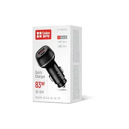 Зарядний пристрій ColorWay USB-C PD65W + USB QC3.0 car adapter (CW-CHA068PD-BK) - мініатюра 6