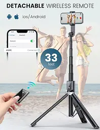 ANXRE 60-дюймовий штатив для телефону Selfie Stick з пультом дистанційного керування, портативний штатив для мобільного телефону - мініатюра 4