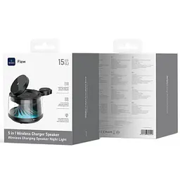 БЗП WIWU Wi-W039 Flow 5in1 wireless charger with Speaker  Night Light 15W Black - мініатюра 6