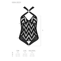 Сітчастий боді з халтером та ритмічним малюнком Passion Hima Body S/M, black - мініатюра 5