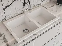 Кухонна мийка Miraggio WESTEROS white (0000069) Граніт, Врізна, Білий - мініатюра 5