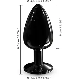 Металева анальна пробка із кристалом Dorcel Diamond Plug Black M - мініатюра 5