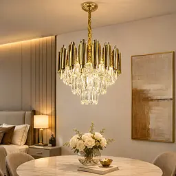 Компактна каскадна кришталева люстра Artlight 88128/400, золото, 6 ламп E14, Ø40,4 см, від 6-15 м²