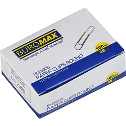 Скріпки нікельовані 28 мм, 100 шт., круглі, BM.5005 BUROMAX (4823078958488)