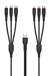 Кабель XO USB NB196 6in1 3.5A 3.0m Black (G-000001700)