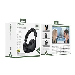 Бездротові накладні навушники ACEFAST H14 hybrid ANC wireless headset Black (6974316286264) - мініатюра 2