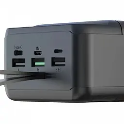 Повербанк XO PR160, портативний зовнішній акумулятор, швидка зарядка, LED-дисплей, ліхтарик, чорний - мініатюра 3