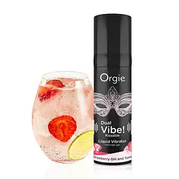 Рідкий вібратор Orgie Dual Vibe 15 мл, смак коктейлю Джин-тонік з полуницею - мініатюра 3