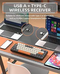 Бездротова клавіатура ZIYOULANG K68 | 2.4G, Bluetooth | 68 клавіш - мініатюра 5