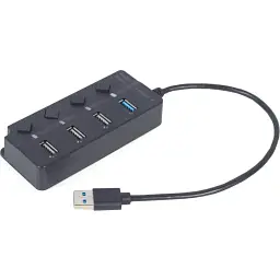 USB-хаб Gembird 4 Port 1xUSB 3.1 + 3xUSB 2.0 з вимикачами (UHB-U3P1U2P3P-01)
