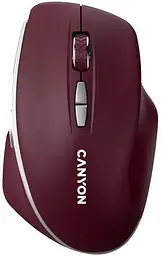 Миша бездротова Canyon MW-21, Burgundy Red, USB 2.4GHz, оптична (синій LED-сенсор Pixart 3065), 800 - 1600 dpi, 7 кнопок,