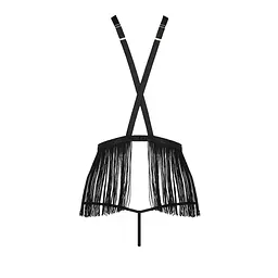 Комплект білизни INDRA Set OpenBra black - Passion Exclusive: стрінги портупея з бахромою L/XL - мініатюра 6