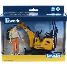 Іграшкова машинка Bruder Міні-екскаватор JCB та фігуркою 1:16 (62002) - мініатюра 6