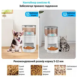 Автоматична годівниця для котів HoneyGuaridan S40 4 л, Wi-Fi білий - мініатюра 3