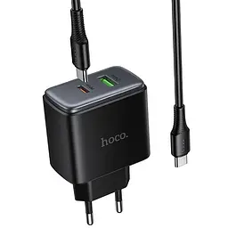 МЗП Hoco C158A Upgrade PD45W (1USB-A/1C) + кабель Type-C to Type-C Black - мініатюра 4