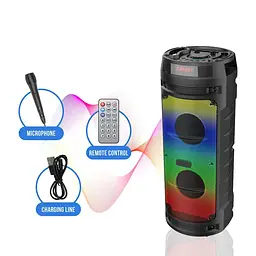 Портативна акустична система Winso ZQS6210W-6.5"x2 з RGB 30W з караоке мікрофоном та пультом - мініатюра 6