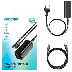 Зарядний пристрій Vention 4xUSB 100 Вт (2xUSB-C + 2xUSB-A) PD 3.0/QC 3.0/GaN чорний (FBSBG-EU) - мініатюра 9