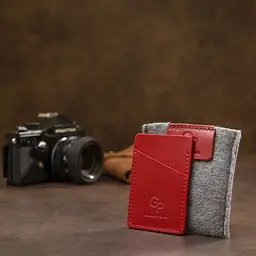 Вінтажний шкіряний картхолдер Grande Pelle 11505 червоний - мініатюра 10