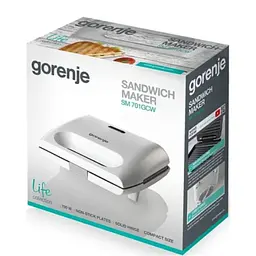Міні-гриль Gorenje SM701GCW/700 Вт антипригарні пластини білий - мініатюра 3
