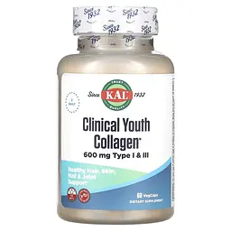 Гідролізований морський колаген KAL Clinical Youth Collagen, 60 вегакапсул для підтримки шкіри, волосся, нігтів та суглобів