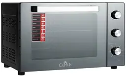 Електродуховка Castle CPE-45B, Black, 1700W, 45л, конвекція, подвійне термостійке скло, 4 нагрівальних елемента, підсвітка, таймер, термостат 70-250 °C, сховані регулятори, деко, решітка, ручка для деко, лоток для крихт